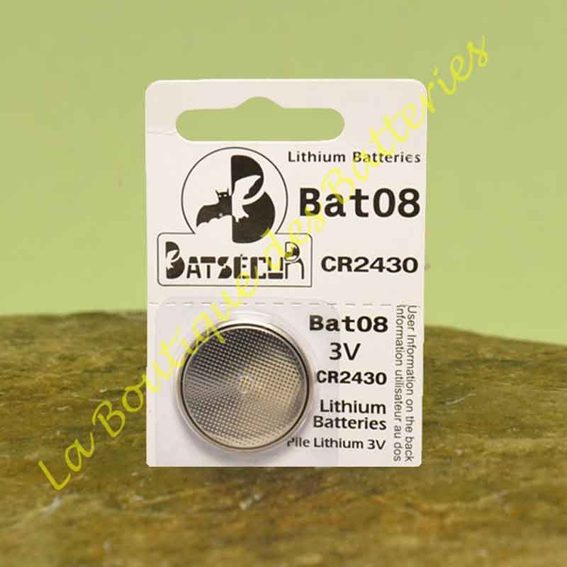 Bat08 pile bouton au Lithium type CR2430 Batsecur